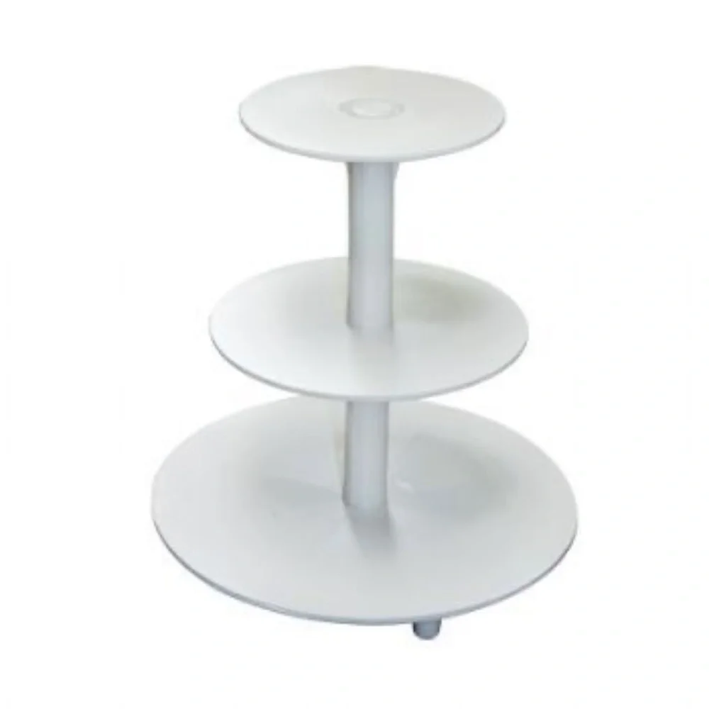NEW White Three-Tiered Stand Cake Hard Plastic Stand